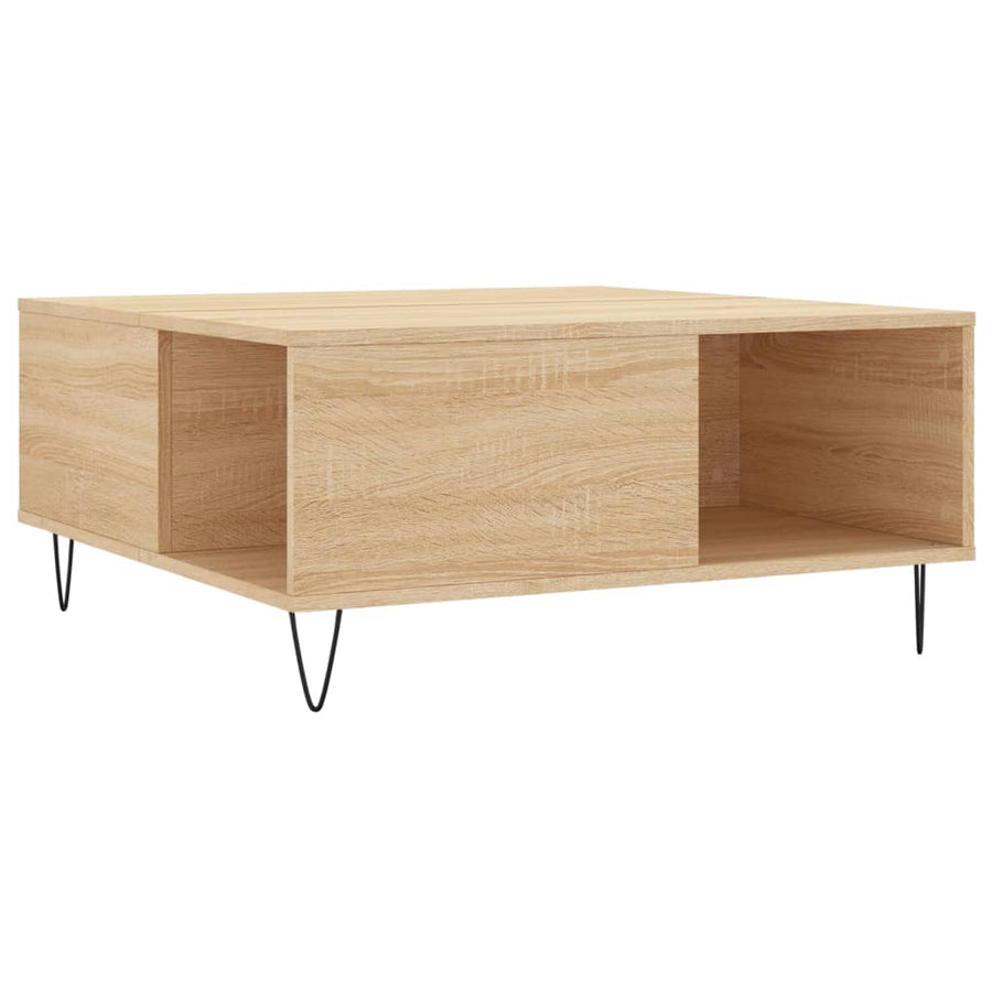 Salontafel 80X80X36,5 Cm Bewerkt Hout Kleurig Sonoma eiken