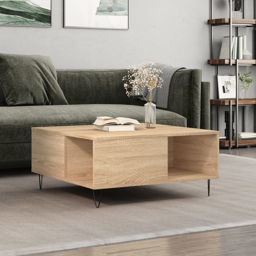 Salontafel 80X80X36,5 Cm Bewerkt Hout Kleurig Sonoma eiken