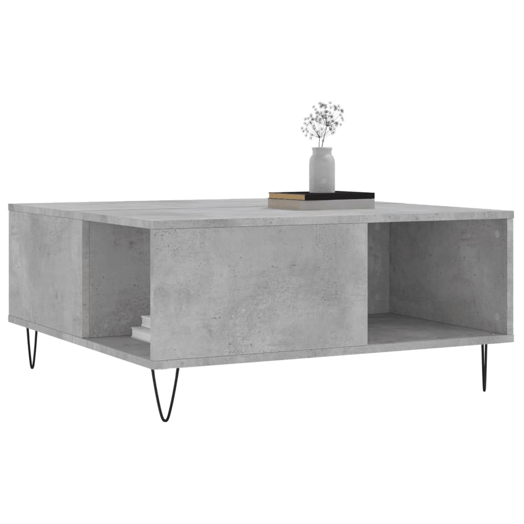 Salontafel 80X80X36,5 Cm Bewerkt Hout Betongrijs