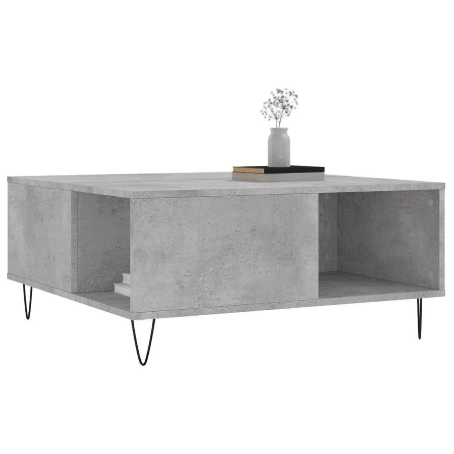 Salontafel 80X80X36,5 Cm Bewerkt Hout Betongrijs