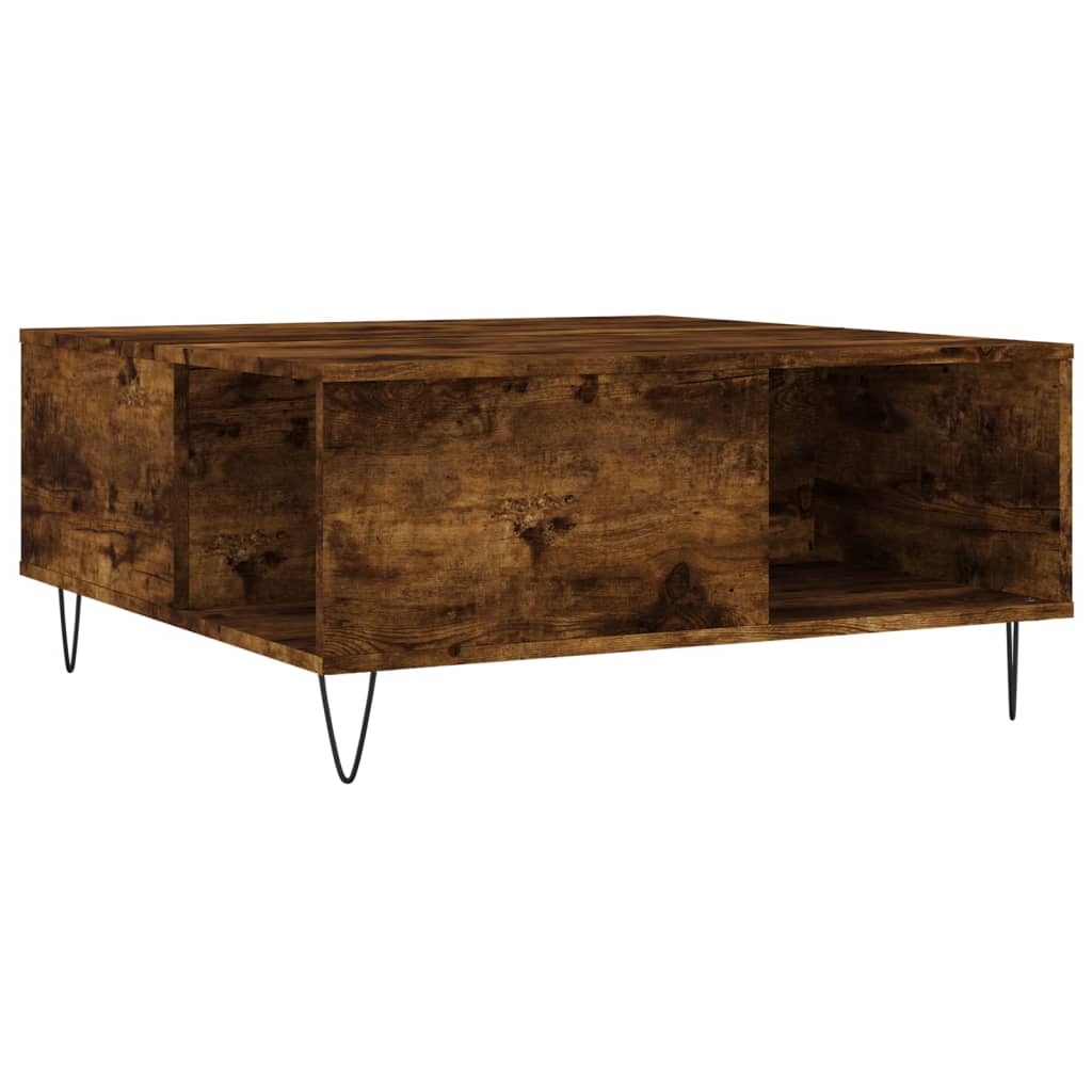 Salontafel 80X80X36,5 Cm Bewerkt Hout Kleurig Gerookt eiken