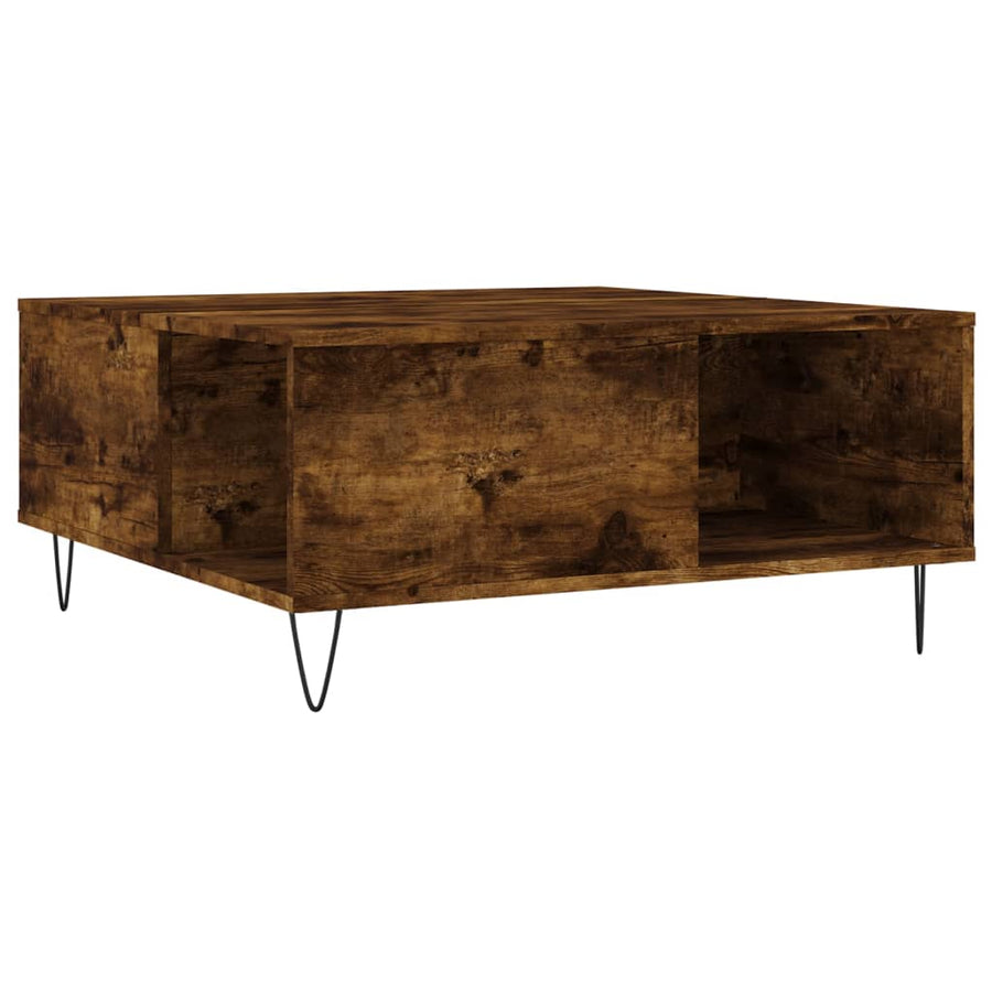 Salontafel 80X80X36,5 Cm Bewerkt Hout Kleurig Gerookt eiken