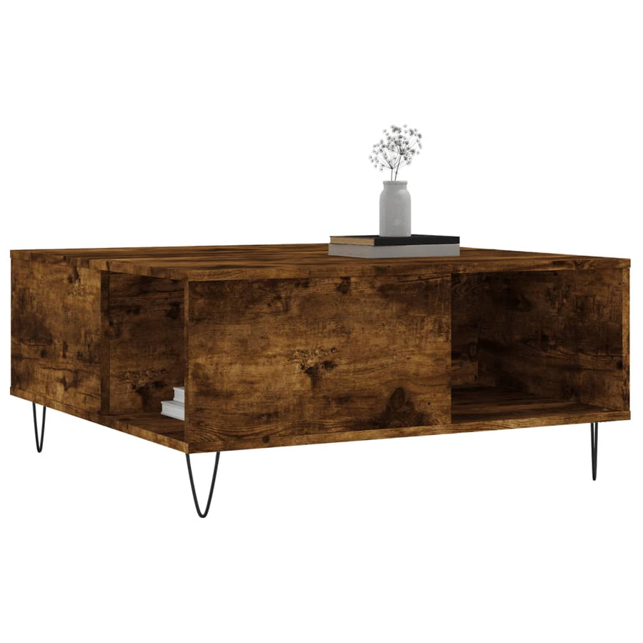 Salontafel 80X80X36,5 Cm Bewerkt Hout Kleurig Gerookt eiken