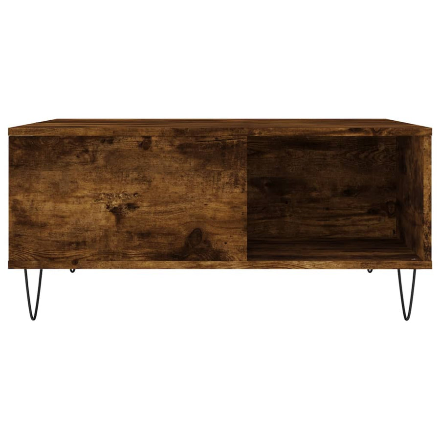 Salontafel 80X80X36,5 Cm Bewerkt Hout Kleurig Gerookt eiken