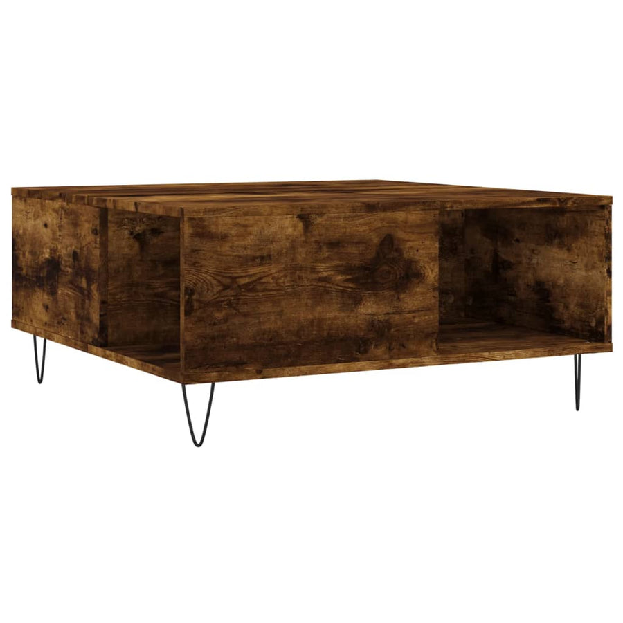 Salontafel 80X80X36,5 Cm Bewerkt Hout Kleurig Gerookt eiken