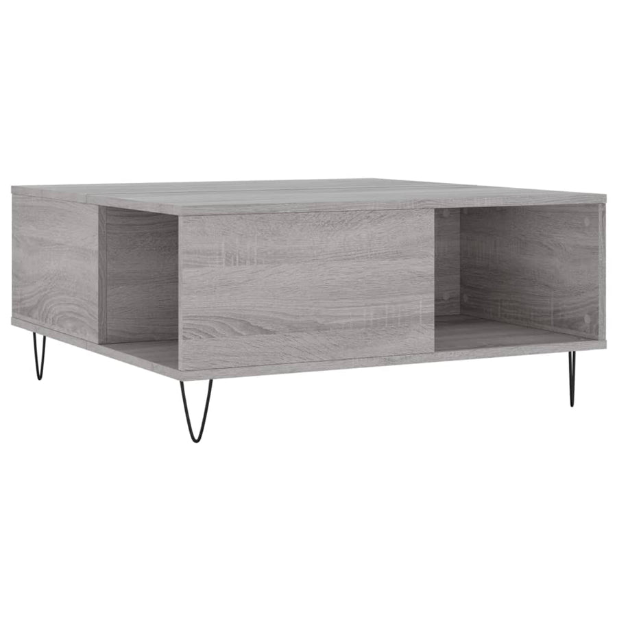 Salontafel 80X80X36,5 Cm Bewerkt Hout Eikenkleurig Grijs sonoma