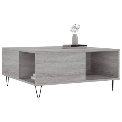 Salontafel 80X80X36,5 Cm Bewerkt Hout Eikenkleurig Grijs sonoma