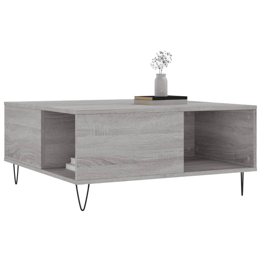 Salontafel 80X80X36,5 Cm Bewerkt Hout Eikenkleurig Grijs sonoma