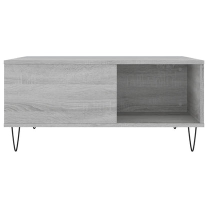 Salontafel 80X80X36,5 Cm Bewerkt Hout Eikenkleurig Grijs sonoma