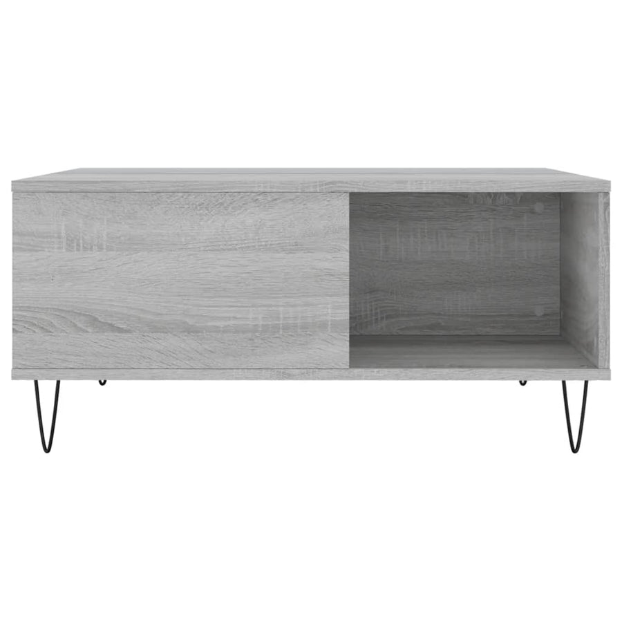 Salontafel 80X80X36,5 Cm Bewerkt Hout Eikenkleurig Grijs sonoma