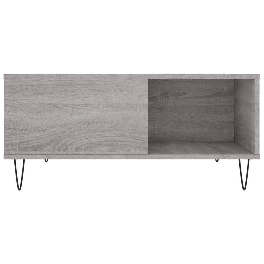 Salontafel 80X80X36,5 Cm Bewerkt Hout Eikenkleurig Grijs sonoma