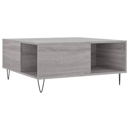 Salontafel 80X80X36,5 Cm Bewerkt Hout Eikenkleurig Grijs sonoma