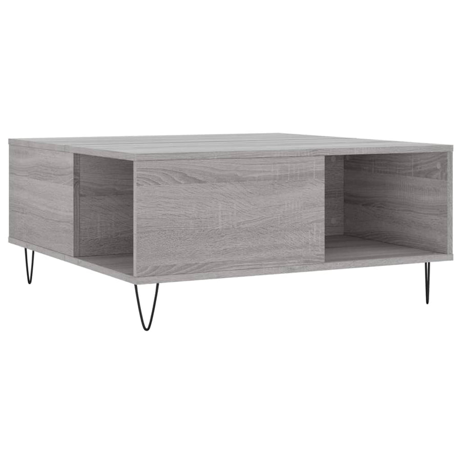Salontafel 80X80X36,5 Cm Bewerkt Hout Eikenkleurig Grijs sonoma