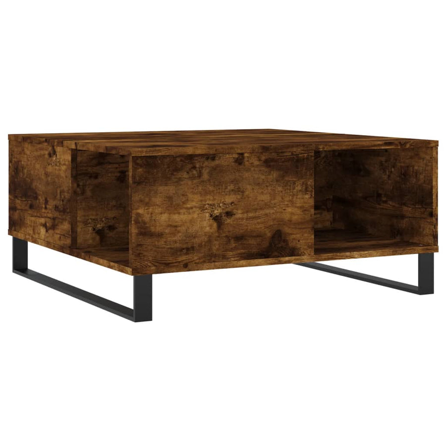Salontafel 80X80X36,5 Cm Bewerkt Hout Kleurig Gerookt eiken