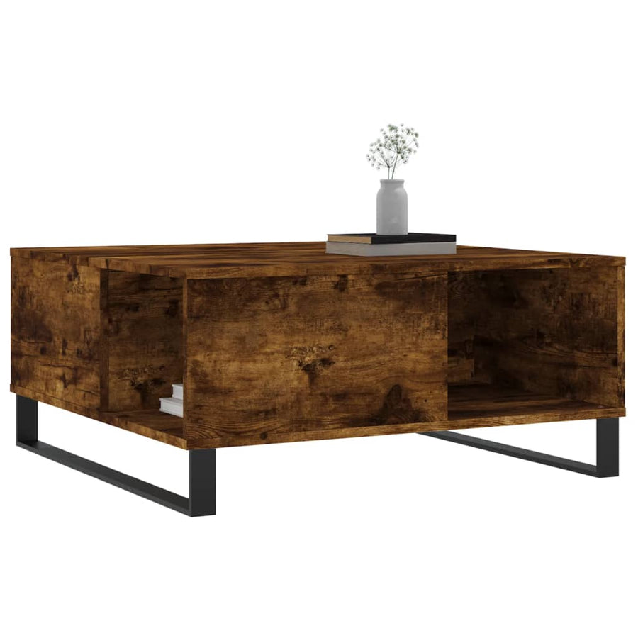 Salontafel 80X80X36,5 Cm Bewerkt Hout Kleurig Gerookt eiken