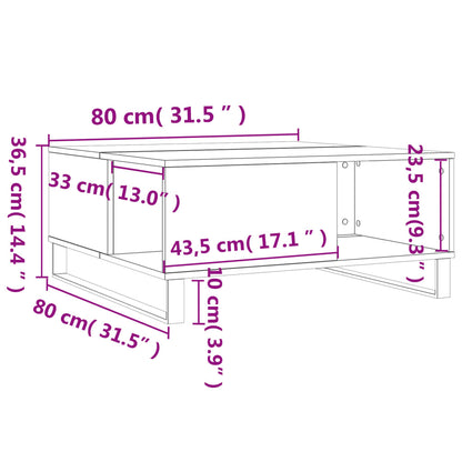 Salontafel 80X80X36,5 Cm Bewerkt Hout Kleurig Gerookt eiken