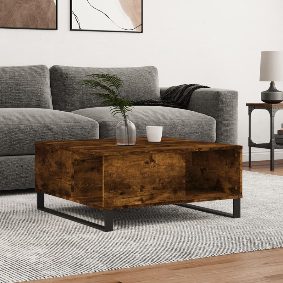 Salontafel 80X80X36,5 Cm Bewerkt Hout Kleurig Gerookt eiken