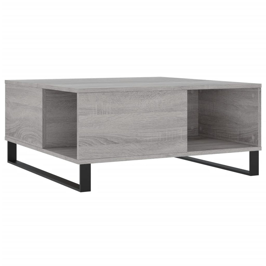 Salontafel 80X80X36,5 Cm Bewerkt Hout Eikenkleurig Grijs sonoma