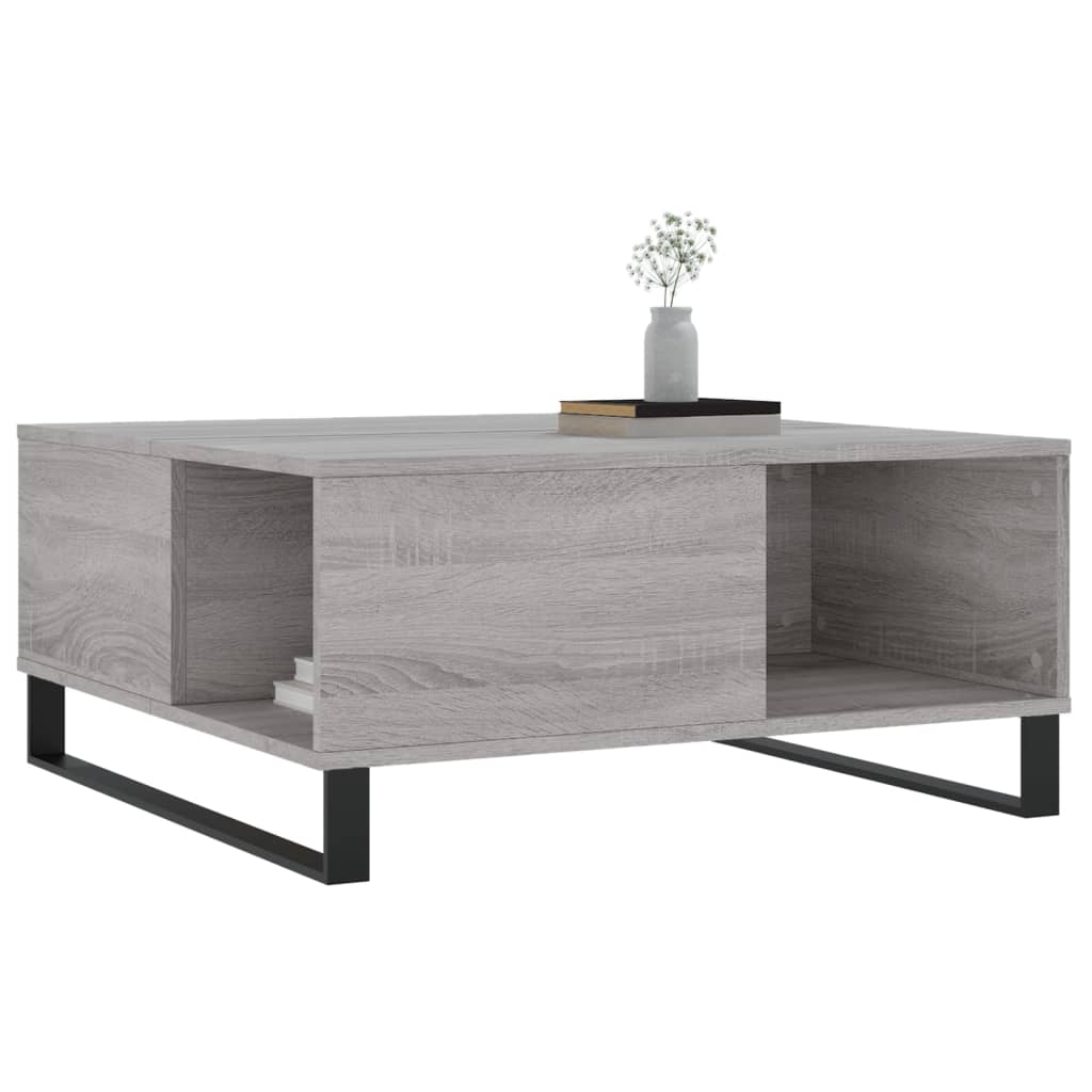 Salontafel 80X80X36,5 Cm Bewerkt Hout Eikenkleurig Grijs sonoma