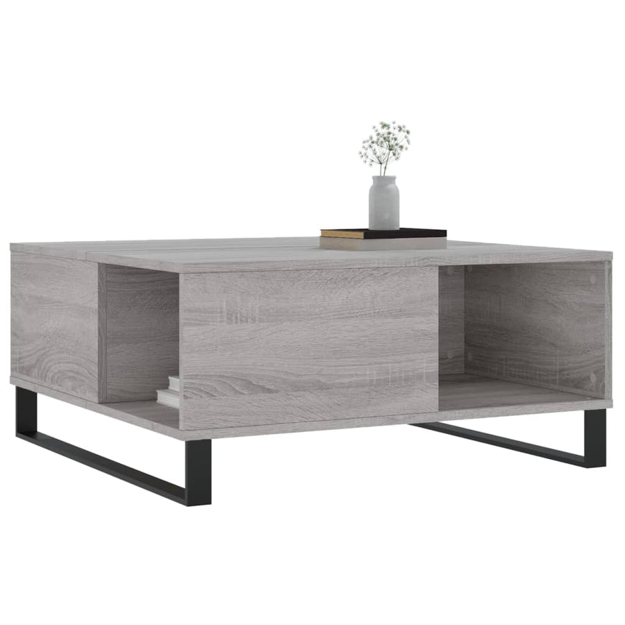Salontafel 80X80X36,5 Cm Bewerkt Hout Eikenkleurig Grijs sonoma
