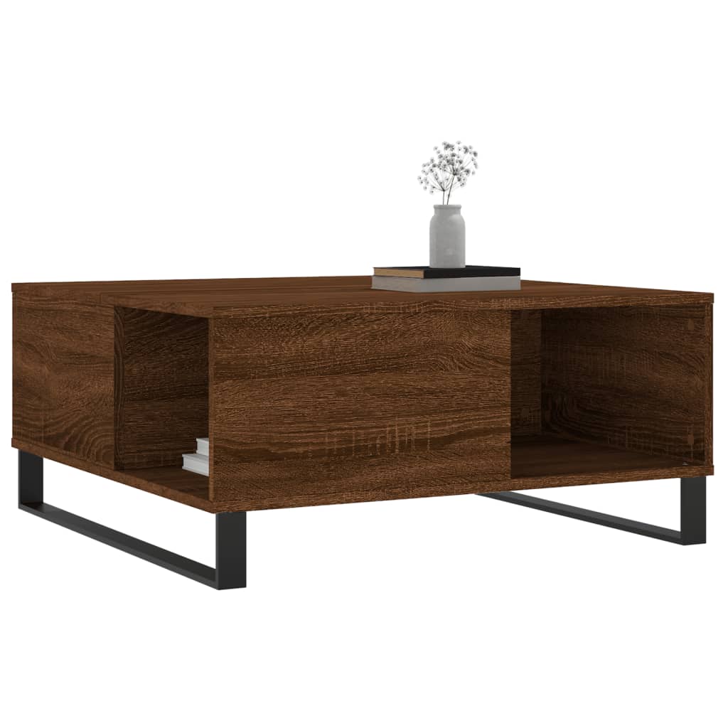 Salontafel 80X80X36,5 Cm Bewerkt Hout Bruin Eikenkleur Bruineiken