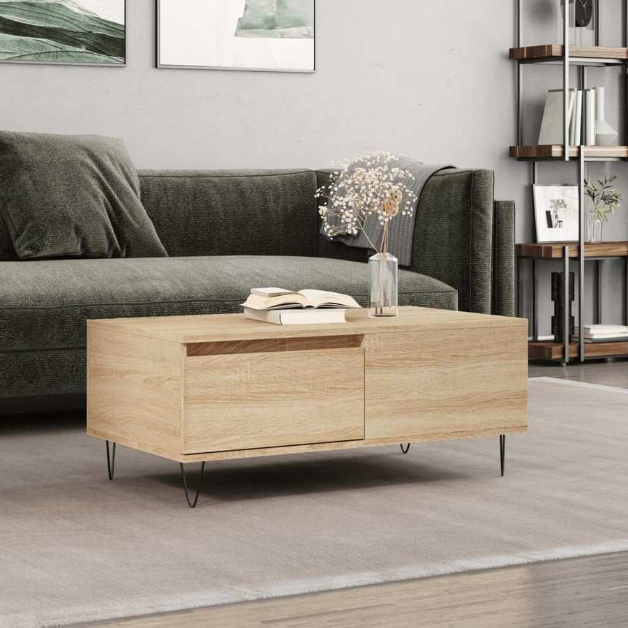 Salontafel 90X50X36,5 Cm Bewerkt Hout Kleurig Sonoma eiken