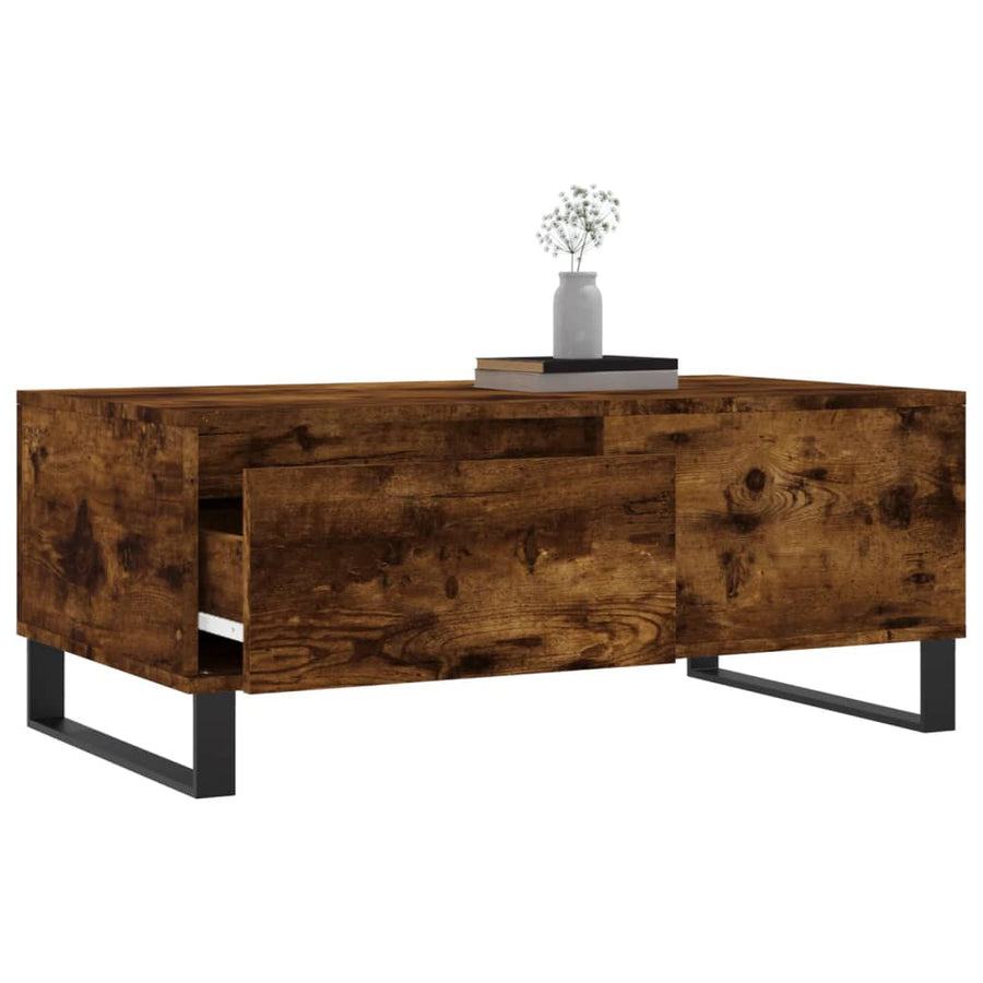 Salontafel 90X50X36,5 Cm Bewerkt Hout Kleurig Gerookt eiken