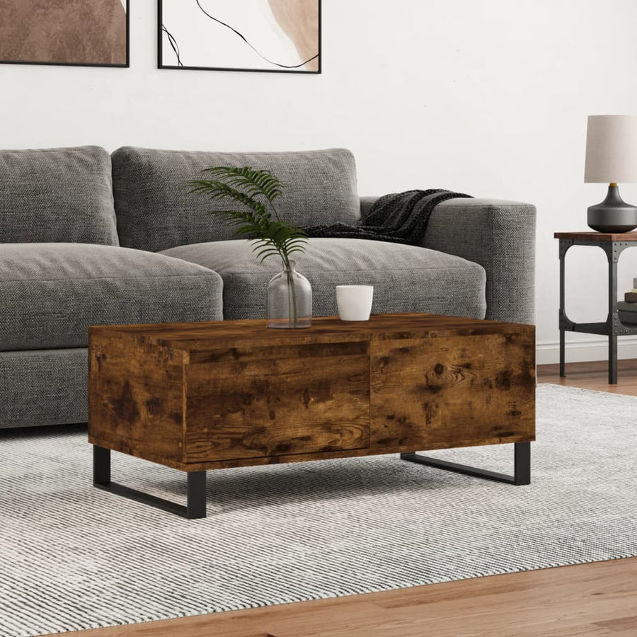 Salontafel 90X50X36,5 Cm Bewerkt Hout Kleurig Gerookt eiken