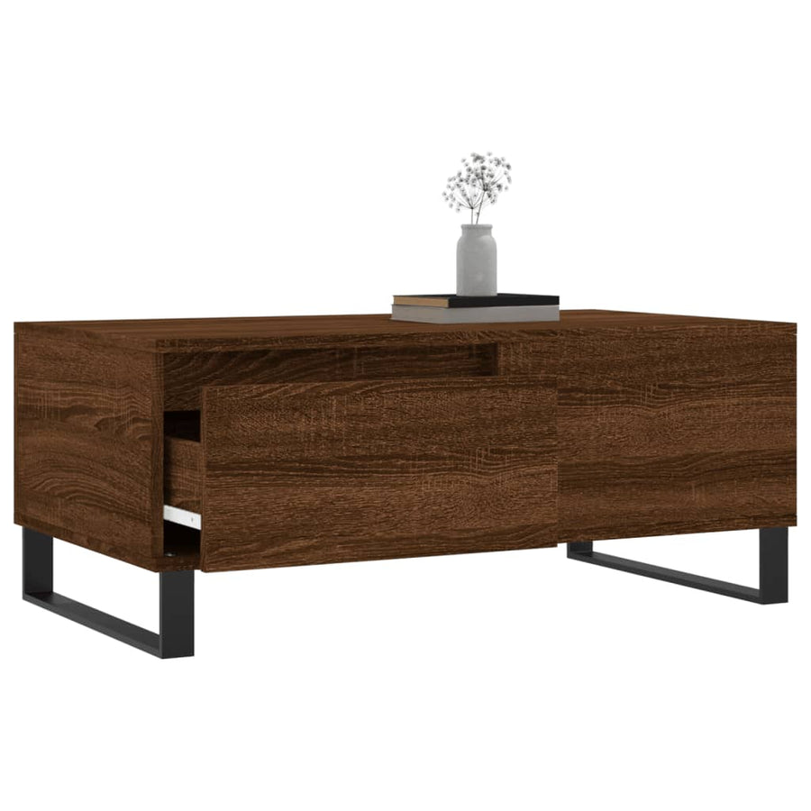 Salontafel 90X50X36,5 Cm Bewerkt Hout Bruin Eikenkleur Bruineiken