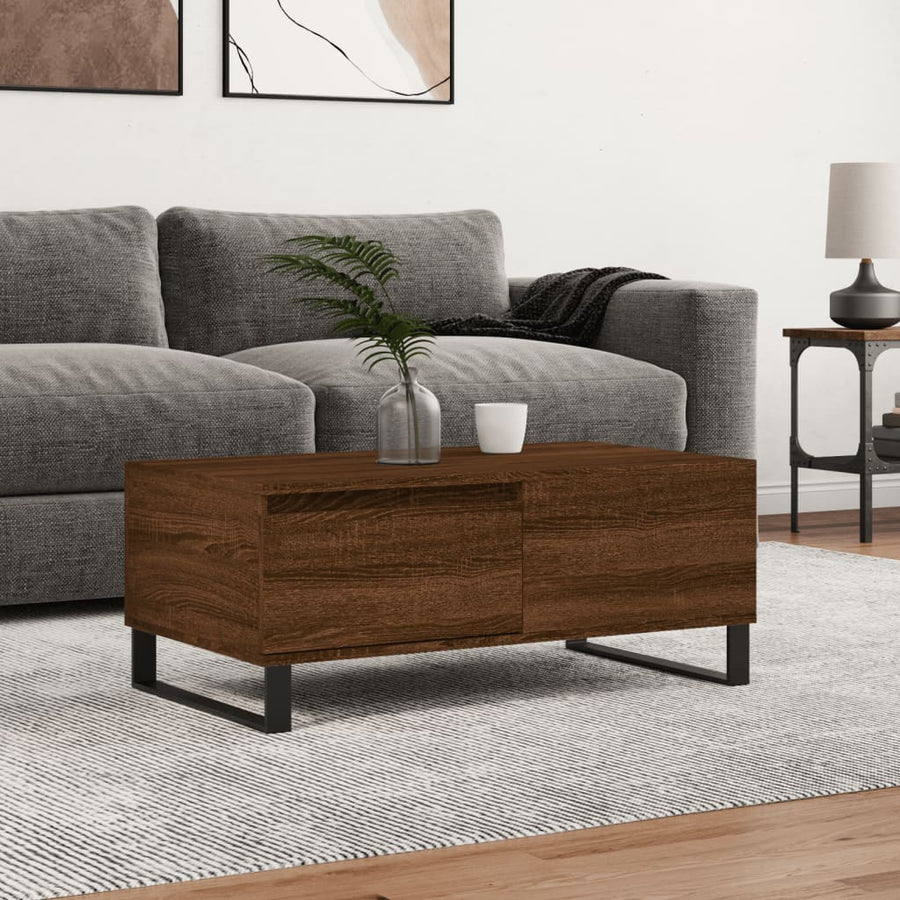 Salontafel 90X50X36,5 Cm Bewerkt Hout Bruin Eikenkleur Bruineiken
