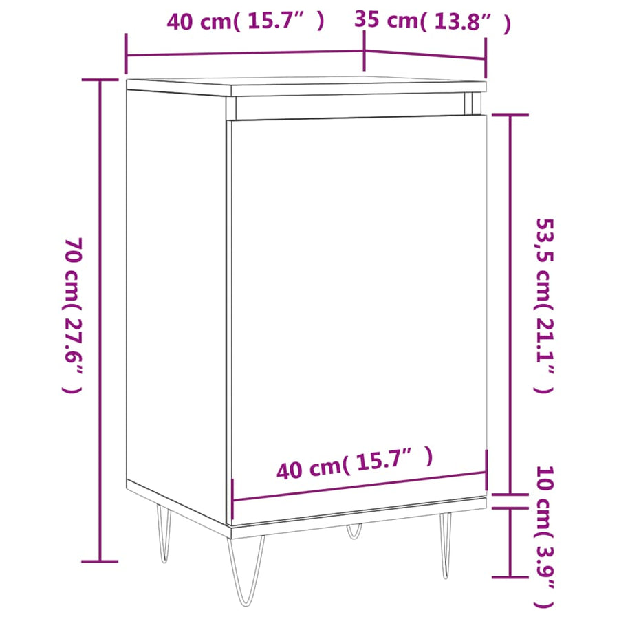 Dressoir 40X35X70 Cm Bewerkt Hout Gerookt Eikenkleurig