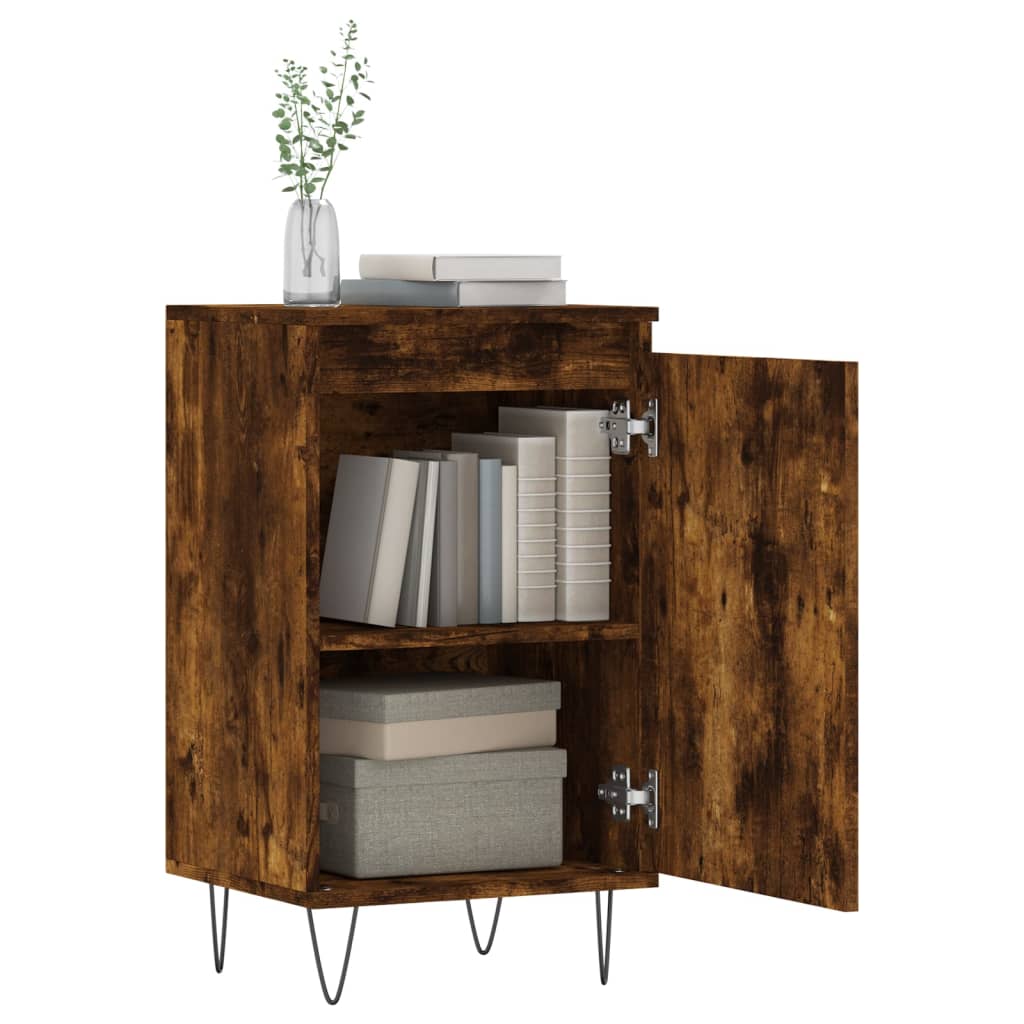 Dressoir 40X35X70 Cm Bewerkt Hout Gerookt Eikenkleurig