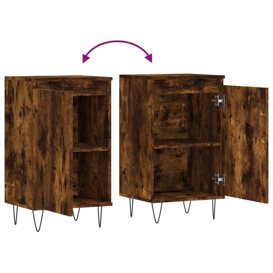 Dressoir 40X35X70 Cm Bewerkt Hout Gerookt Eikenkleurig