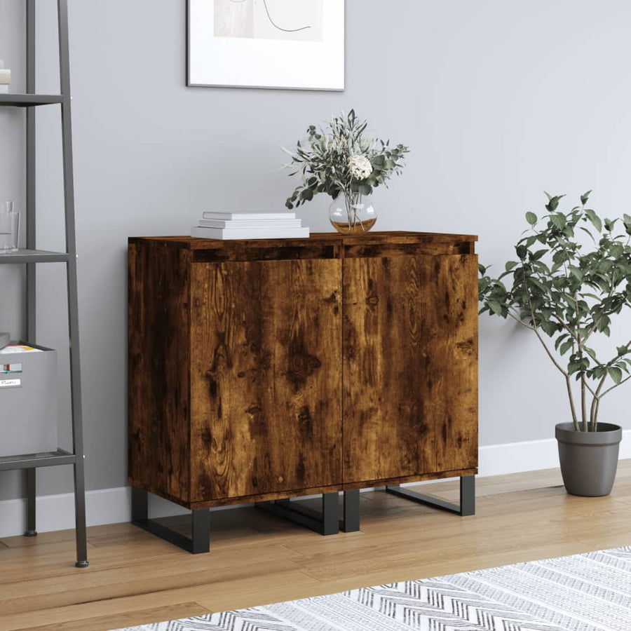 Dressoirs 2 St 40X35X70 Cm Bewerkt Hout Gerookt Eikenkleurig