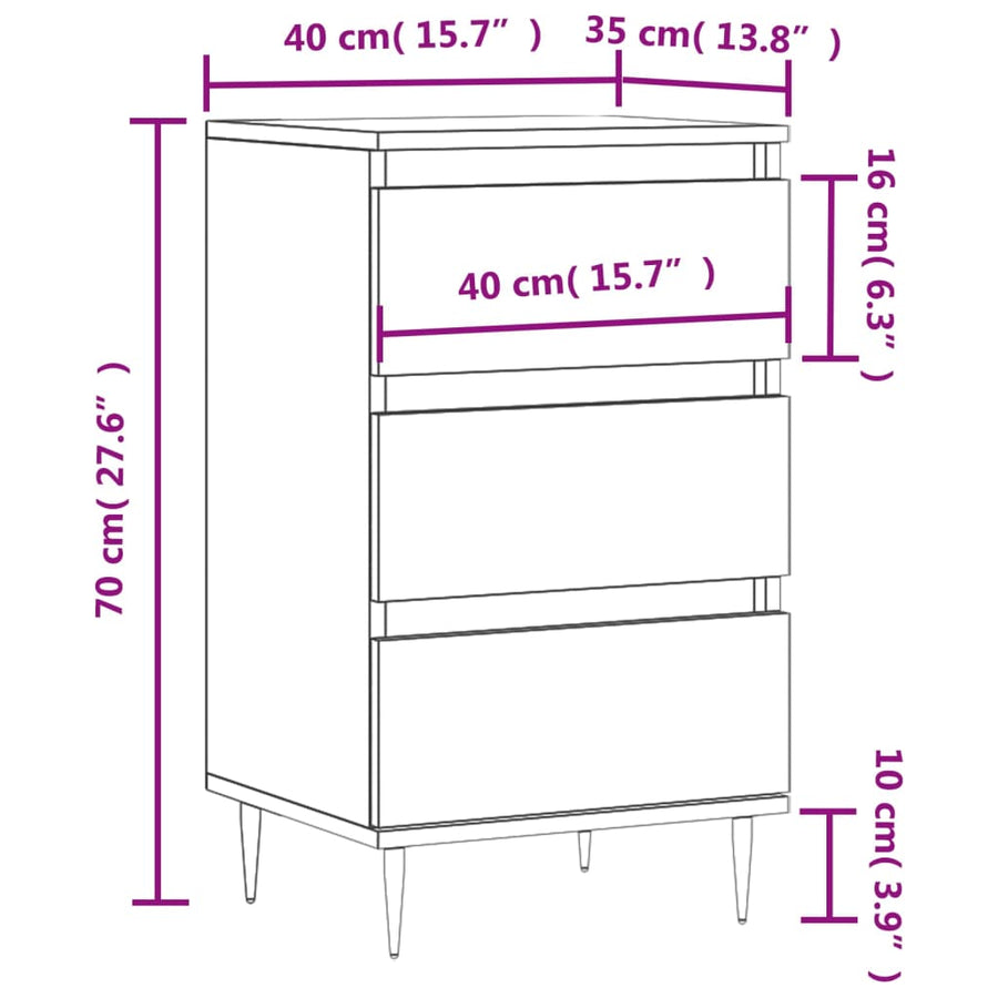 Dressoir 40X35X70 Cm Bewerkt Hout Wit
