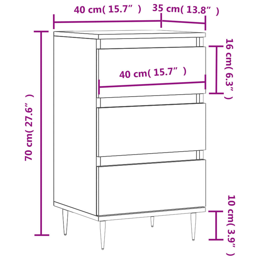 Dressoir 40X35X70 Cm Bewerkt Hout Kleurig Sonoma eiken