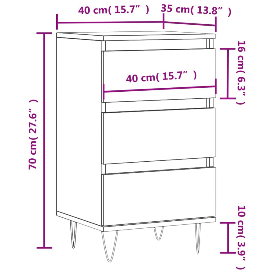 Dressoir 40X35X70 Cm Bewerkt Hout Kleurig Sonoma eiken