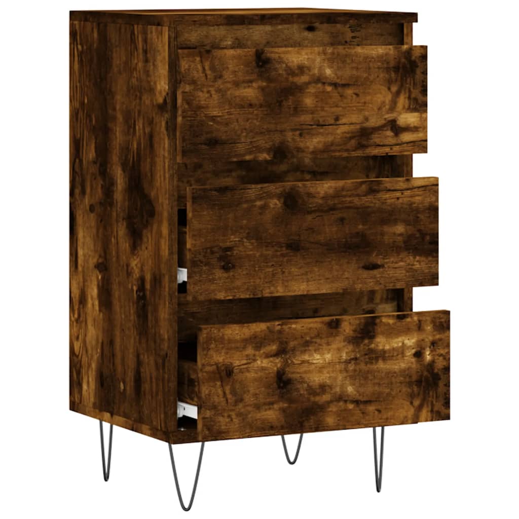 Dressoir 40X35X70 Cm Bewerkt Hout Gerookt Eikenkleurig