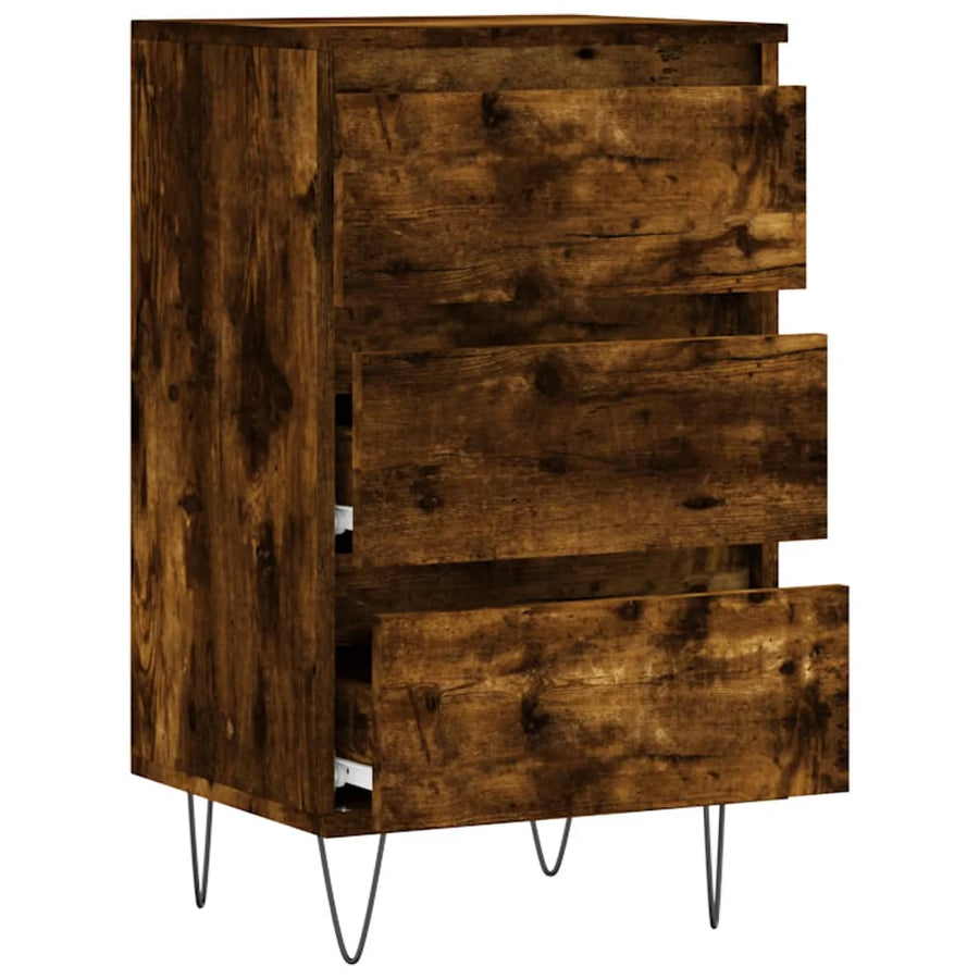 Dressoir 40X35X70 Cm Bewerkt Hout Gerookt Eikenkleurig