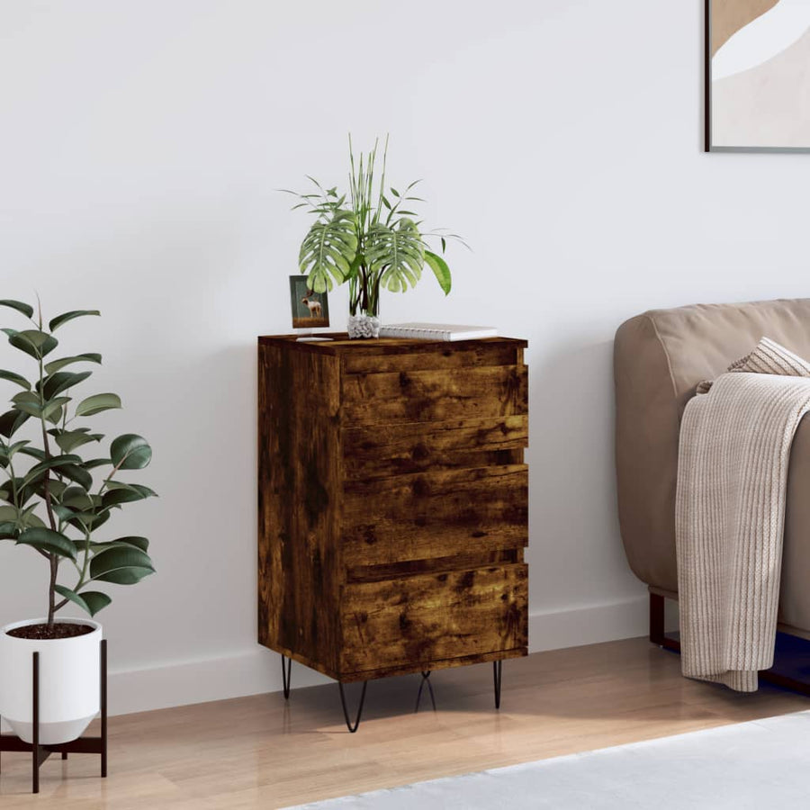 Dressoir 40X35X70 Cm Bewerkt Hout Gerookt Eikenkleurig