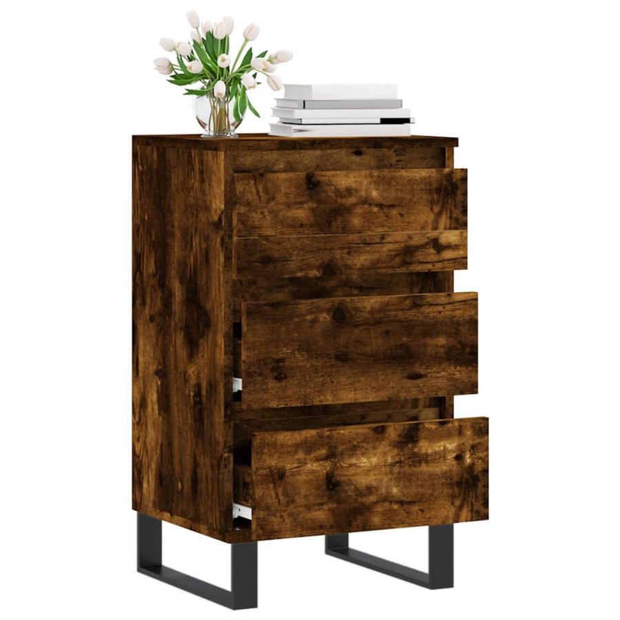 Dressoir 40X35X70 Cm Bewerkt Hout Gerookt Eikenkleurig