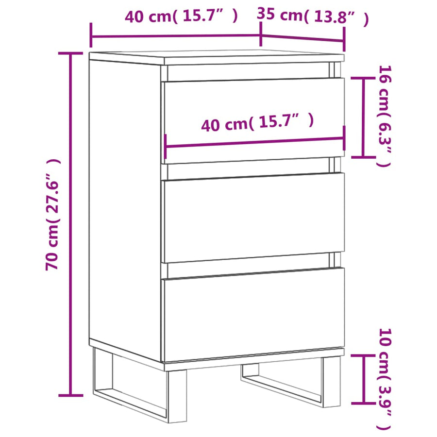 Dressoir 40X35X70 Cm Bewerkt Hout Gerookt Eikenkleurig