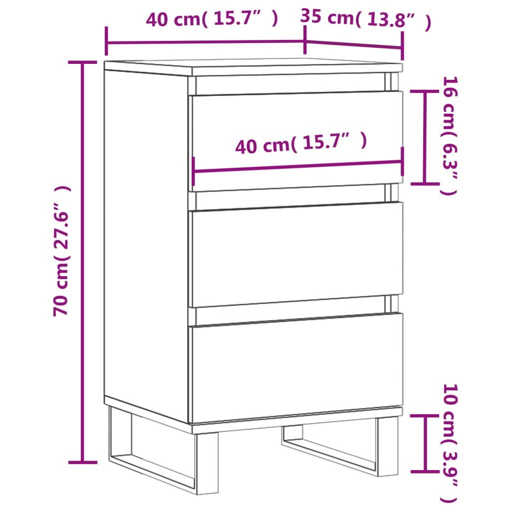 Dressoir 40X35X70 Cm Bewerkt Hout Grijs Sonoma