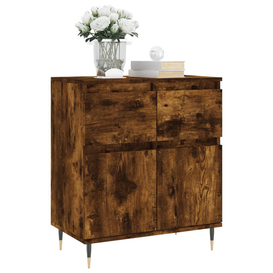 Dressoir 60X35X70 Cm Bewerkt Hout Kleurig Gerookt eiken