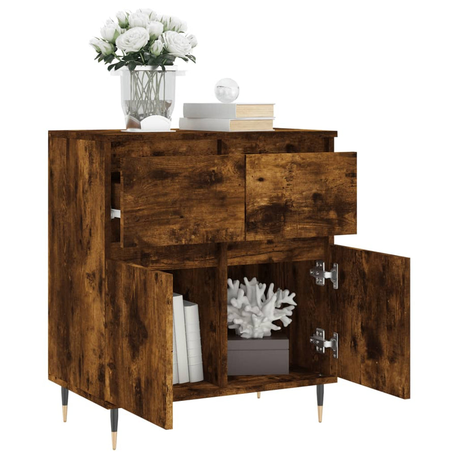 Dressoir 60X35X70 Cm Bewerkt Hout Kleurig Gerookt eiken