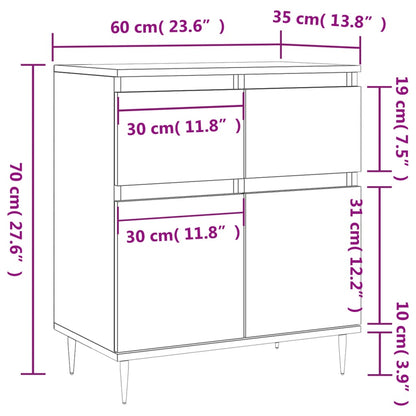 Dressoir 60X35X70 Cm Bewerkt Hout Kleurig Gerookt eiken