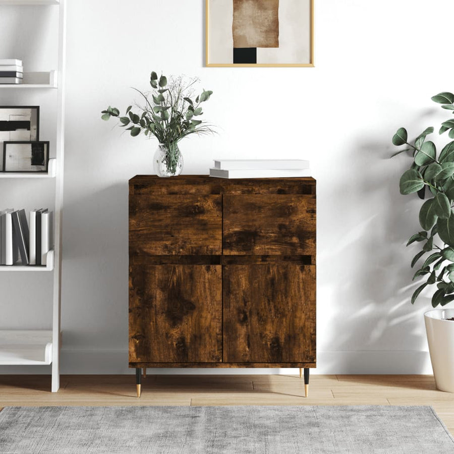 Dressoir 60X35X70 Cm Bewerkt Hout Kleurig Gerookt eiken
