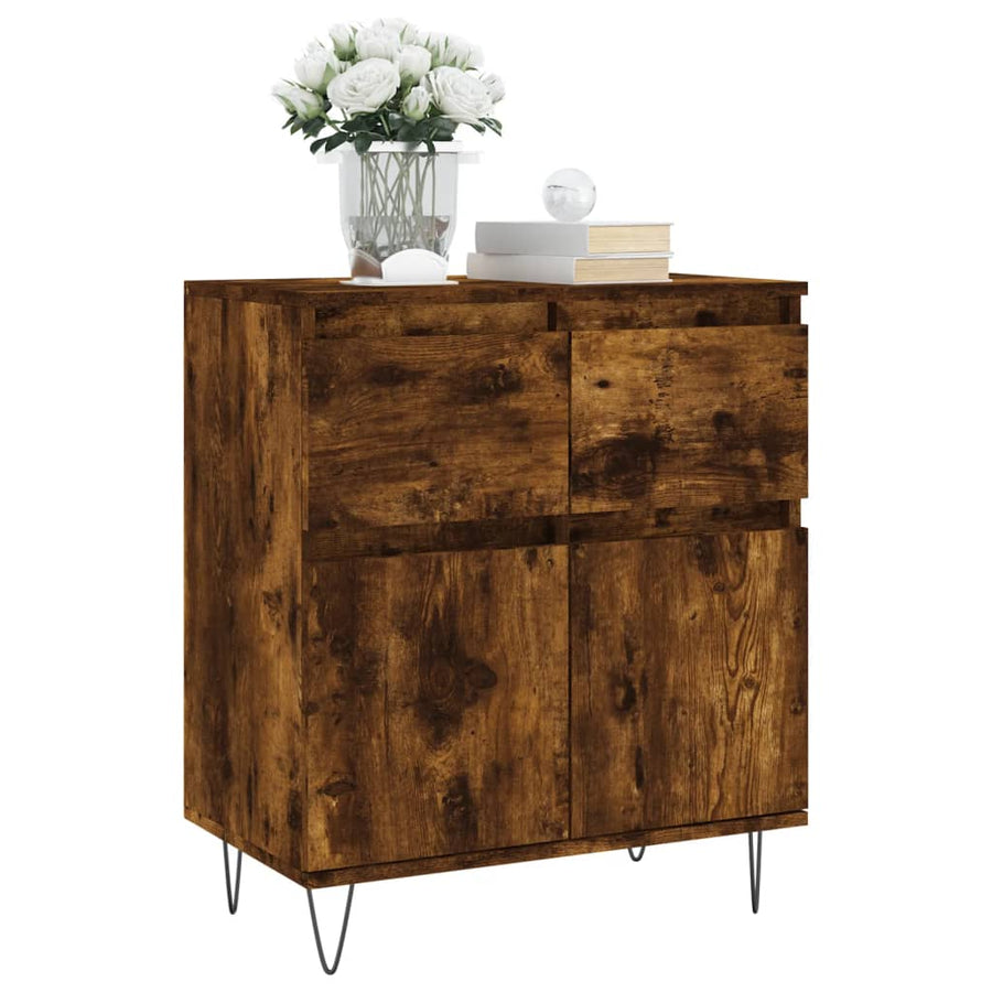 Dressoir 60X35X70 Cm Bewerkt Hout Kleurig Gerookt eiken