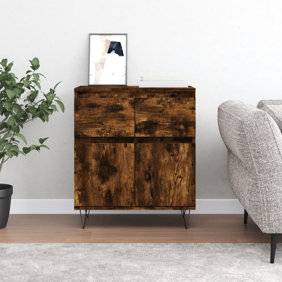 Dressoir 60X35X70 Cm Bewerkt Hout Kleurig Gerookt eiken
