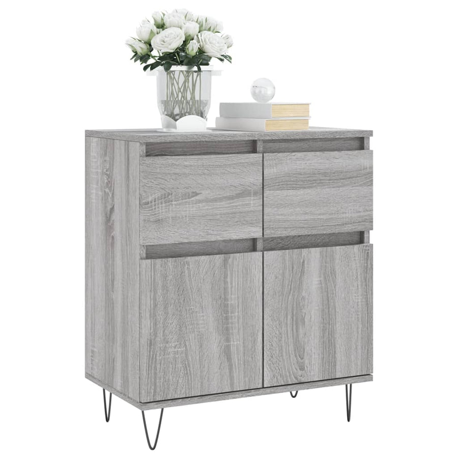 Dressoir 60X35X70 Cm Bewerkt Hout Eikenkleurig Grijs sonoma